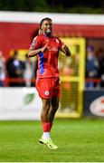 1 September 2023; Euclides Cabral of Shelbourne celebrates after scoring his side's first goal during the SSE Airtricity Men's Premier Division match between Shelbourne and St Patrick's Athletic at Tolka Park in Dublin. Photo by Seb Daly/Sportsfile