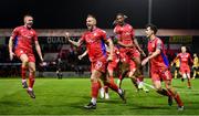 1 September 2023; Paddy Barrett of Shelbourne, 29, celebrates with teammates after scoring their side's second goal during the SSE Airtricity Men's Premier Division match between Shelbourne and St Patrick's Athletic at Tolka Park in Dublin. Photo by Seb Daly/Sportsfile