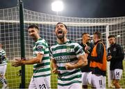 1 September 2023; Richie Towell of Shamrock Rovers celebrates after his side's victory in the SSE Airtricity Men's Premier Division match between Shamrock Rovers and Bohemians at Tallaght Stadium in Dublin. Photo by Tyler Miller/Sportsfile