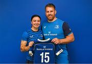 1 September 2023; Natasja Behan with Contact skills coach Sean O'Brien during a Leinster rugby women's jersey presentation at Energia Park in Dublin. Photo by David Fitzgerald/Sportsfile