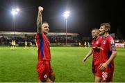 1 September 2023; Paddy Barrett of Shelbourne, left, celebrates after scoring his side's second goal during the SSE Airtricity Men's Premier Division match between Shelbourne and St Patrick's Athletic at Tolka Park in Dublin. Photo by Seb Daly/Sportsfile