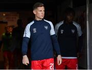 1 September 2023; Luke Byrne of Shelbourne before the SSE Airtricity Men's Premier Division match between Shelbourne and St Patrick's Athletic at Tolka Park in Dublin. Photo by Seb Daly/Sportsfile