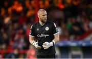 1 September 2023; Shelbourne goalkeeper Conor Kearns during the SSE Airtricity Men's Premier Division match between Shelbourne and St Patrick's Athletic at Tolka Park in Dublin. Photo by Seb Daly/Sportsfile