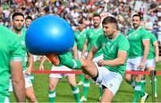 2 September 2023; Ross Byrne during a light workout at the Ireland rugby open training session at Stade Vallée du Cher in Tours, France. Photo by Brendan Moran/Sportsfile