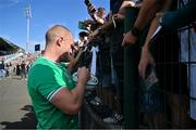 2 September 2023; Keith Earls signs autographs for local supporters after an Ireland rugby open training session at Stade Vallée du Cher in Tours, France. Photo by Brendan Moran/Sportsfile