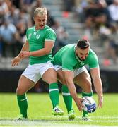 2 September 2023; Craig Casey, left, and Ronan Kelleher during an Ireland rugby open training session at Stade Vallée du Cher in Tours, France. Photo by Brendan Moran/Sportsfile