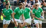 2 September 2023; Ireland players, from left, Jimmy O’Brien, Iain Henderson, Ryan Baird and Mack Hansen during an open training session at Stade Vallée du Cher in Tours, France. Photo by Brendan Moran/Sportsfile