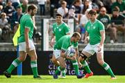 2 September 2023; Ireland players, from left, Iain Henderson, Jimmy O’Brien, Mack Hansen and Ryan Baird during an open training session at Stade Vallée du Cher in Tours, France. Photo by Brendan Moran/Sportsfile