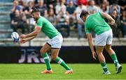 2 September 2023; Ross Byrne, left, and Dan Sheehan during an Ireland rugby open training session at Stade Vallée du Cher in Tours, France. Photo by Brendan Moran/Sportsfile