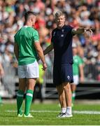 2 September 2023; Defence coach Simon Easterby with Jonathan Sexton during an Ireland rugby open training session at Stade Vallée du Cher in Tours, France. Photo by Brendan Moran/Sportsfile