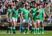 2 September 2023; The Ireland pack, from left, Jack Conan, Joe McCarthy, James Ryan, Tadhg Furlong, Tadhg Beirne, Rob Herring, Andrew Porter and Peter O’Mahony during an Ireland rugby open training session at Stade Vallée du Cher in Tours, France. Photo by Brendan Moran/Sportsfile