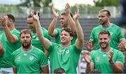 2 September 2023; Iain Henderson, left, Ryan Baird and Stuart McCloskey during an Ireland rugby open training session at Stade Vallée du Cher in Tours, France. Photo by Brendan Moran/Sportsfile