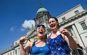 2 September 2023; Megan Kidd, left, and Monica Devine after the 103rd Jones Engineering Liffey Swim organised by Leinster Open Sea. Photo by David Fitzgerald/Sportsfile