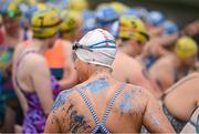 2 September 2023; Competitors before the 103rd Jones Engineering Liffey Swim organised by Leinster Open Sea. Photo by David Fitzgerald/Sportsfile