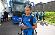 2 September 2023; Eimear Corri of Leinster arrives before the Vodafone Women’s Interprovincial Championship final between Munster and Leinster at Musgrave Park in Cork. Photo by Eóin Noonan/Sportsfile