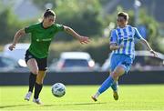2 September 2023; Lauryn O’Callaghan of Peamount United in action against Eve O'Brien of DLR Waves during the SSE Airtricity Women's Premier Division match between DLR Waves and Peamount United at Whitehall Stadium in Dublin. Photo by Tyler Miller/Sportsfile
