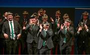 2 September 2023; Ireland players applaud the audience after receiving their Rugby World Cup 2023 caps during the Ireland Rugby World Cup welcome ceremony at Le Grand Théâtre de Tours in France. Photo by Brendan Moran/Sportsfile