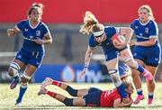 2 September 2023; Ruth Campbell of Leinster is tackled by Stephanie Nunan of Munster during the Vodafone Women’s Interprovincial Championship final between Munster and Leinster at Musgrave Park in Cork. Photo by Eóin Noonan/Sportsfile