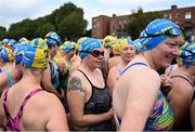 2 September 2023; Louise Veitch, centre, before the 103rd Jones Engineering Liffey Swim organised by Leinster Open Sea. Photo by David Fitzgerald/Sportsfile