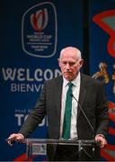 2 September 2023; Ireland team manager Michael Kearney speaks during the Ireland Rugby World Cup 2023 welcome ceremony at Le Grand Théâtre de Tours in France. Photo by Brendan Moran/Sportsfile