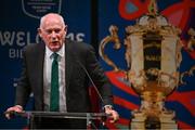 2 September 2023; Ireland team manager Michael Kearney speaks during the Ireland Rugby World Cup 2023 welcome ceremony at Le Grand Théâtre de Tours in France. Photo by Brendan Moran/Sportsfile