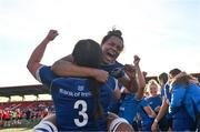 2 September 2023; Eimear Corri of Leinster, right, celebrates with team-mate Christy Haney after the Vodafone Women’s Interprovincial Championship final between Munster and Leinster at Musgrave Park in Cork. Photo by Eóin Noonan/Sportsfile