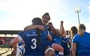 2 September 2023; Eimear Corri of Leinster, right, celebrates with team-mate Christy Haney after the Vodafone Women’s Interprovincial Championship final between Munster and Leinster at Musgrave Park in Cork. Photo by Eóin Noonan/Sportsfile