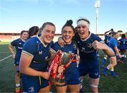 2 September 2023; Leinster players, from left, Molly Boyne, Aimee Clarke and Ruth Campbell during the Vodafone Women’s Interprovincial Championship final between Munster and Leinster at Musgrave Park in Cork. Photo by Eóin Noonan/Sportsfile