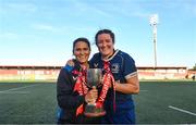 2 September 2023; Leinster head coach Tania Rosser, left, and Leinster captain Hannah O’Connor with the cup after the Vodafone Women’s Interprovincial Championship final between Munster and Leinster at Musgrave Park in Cork. Photo by Eóin Noonan/Sportsfile