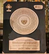 2 September 2023; A momento that was presented to the Ireland rugby squad during their Rugby World Cup 2023 welcome ceremony at Le Grand Théâtre de Tours in France. Photo by Brendan Moran/Sportsfile