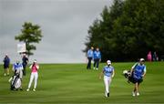3 September 2023; Leona Maguire of Ireland, right, walks up the sixth fairway during day four of the KPMG Women's Irish Open Golf Championship at Dromoland Castle in Clare. Photo by Eóin Noonan/Sportsfile