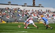 3 September 2023; Billy Nolan of Roanmore in action against Kevin Moran of De La Salle during the Waterford County Senior Club Hurling Championship Semi-Final match between De La Salle and Roanmore at Walsh Park in Waterford. Photo by Seb Daly/Sportsfile