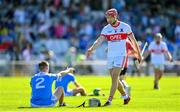 3 September 2023; Jack Fagan of De La Salle and Charlie Chester of Roanmore shake hands after the Waterford County Senior Club Hurling Championship Semi-Final match between De La Salle and Roanmore at Walsh Park in Waterford. Photo by Seb Daly/Sportsfile