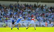 3 September 2023; Cormac McCann of De La Salle in action against Cian Wadding of Roanmore during the Waterford County Senior Club Hurling Championship Semi-Final match between De La Salle and Roanmore at Walsh Park in Waterford. Photo by Seb Daly/Sportsfile