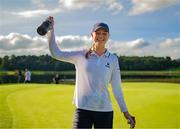 3 September 2023; Smilla Tarning Sønderby of Denmark celebrates winning the KPMG Women's Irish Open Golf Championship at Dromoland Castle in Clare. Photo by Eóin Noonan/Sportsfile