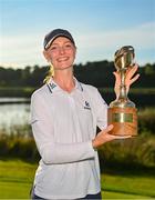 3 September 2023; Smilla Tarning Sønderby of Denmark with her trophy after day four of the KPMG Women's Irish Open Golf Championship at Dromoland Castle in Clare. Photo by Eóin Noonan/Sportsfile