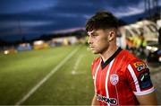 1 September 2023; Adam O'Reilly of Derry City during the SSE Airtricity Men's Premier Division match between Dundalk and Derry City at Oriel Park in Dundalk, Louth. Photo by Ramsey Cardy/Sportsfile