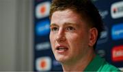 4 September 2023; Joe McCarthy during an Ireland rugby media conference at Complexe de la Chambrerie in Tours, France. Photo by Brendan Moran/Sportsfile