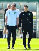 4 September 2023; Manager Stephen Kenny and coach Stephen Rice, right, during a Republic of Ireland training session at the FAI National Training Centre in Abbotstown, Dublin. Photo by Stephen McCarthy/Sportsfile