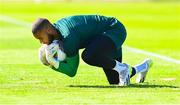 4 September 2023; Goalkeeper Gavin Bazunu during a Republic of Ireland training session at the FAI National Training Centre in Abbotstown, Dublin. Photo by Stephen McCarthy/Sportsfile