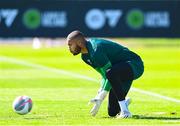 4 September 2023; Goalkeeper Gavin Bazunu during a Republic of Ireland training session at the FAI National Training Centre in Abbotstown, Dublin. Photo by Stephen McCarthy/Sportsfile
