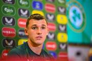 4 September 2023; Jason Knight during a Republic of Ireland press conference at the FAI Headquarters in Abbotstown, Dublin. Photo by Stephen McCarthy/Sportsfile