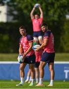 5 September 2023; Jack Crowley, left, and Ross Byrne during an Ireland rugby squad training session at Complexe de la Chambrerie in Tours, France. Photo by Brendan Moran/Sportsfile