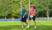 5 September 2023; National scrum coach John Fogarty, left, and Tadhg Beirne during an Ireland rugby squad training session at Complexe de la Chambrerie in Tours, France. Photo by Brendan Moran/Sportsfile