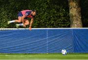 5 September 2023; Jamison Gibson-Park jumps a fence during an Ireland rugby squad training session at Complexe de la Chambrerie in Tours, France. Photo by Brendan Moran/Sportsfile