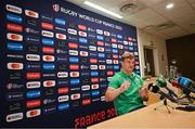 5 September 2023; Josh van der Flier during an Ireland rugby media conference at Tours Town Hall in Tours, France. Photo by Brendan Moran/Sportsfile