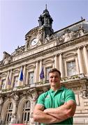 5 September 2023; Josh van der Flier poses for a portrait outside the Tours Town Hall during an Ireland rugby media conference at Tours Town Hall in Tours, France. Photo by Brendan Moran/Sportsfile