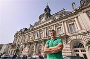 5 September 2023; Josh van der Flier poses for a portrait outside the Tours Town Hall during an Ireland rugby media conference at Tours Town Hall in Tours, France. Photo by Brendan Moran/Sportsfile