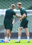 5 September 2023; Nathan Collins and James McClean, left, during a Republic of Ireland training session at the Aviva Stadium in Dublin. Photo by Stephen McCarthy/Sportsfile