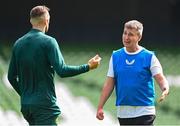 5 September 2023; Manager Stephen Kenny and Shane Duffy during a Republic of Ireland training session at the Aviva Stadium in Dublin. Photo by Stephen McCarthy/Sportsfile